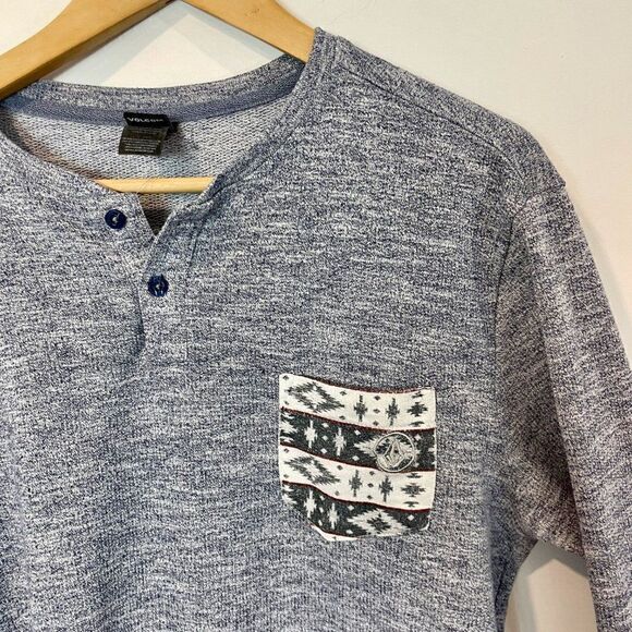 Volcom Blue Sweatshirt Shoulder Pocket Longsleeve - Picture 5 of 10